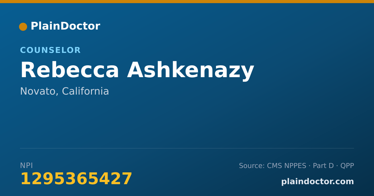 Shareable card for Rebecca Ashkenazy - Counselor, Novato, CA