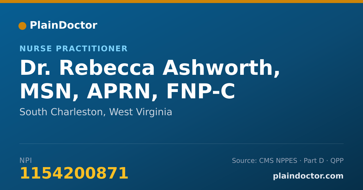 Shareable card for Rebecca Ashworth, MSN, APRN, FNP-C - Nurse Practitioner, South Charleston, WV