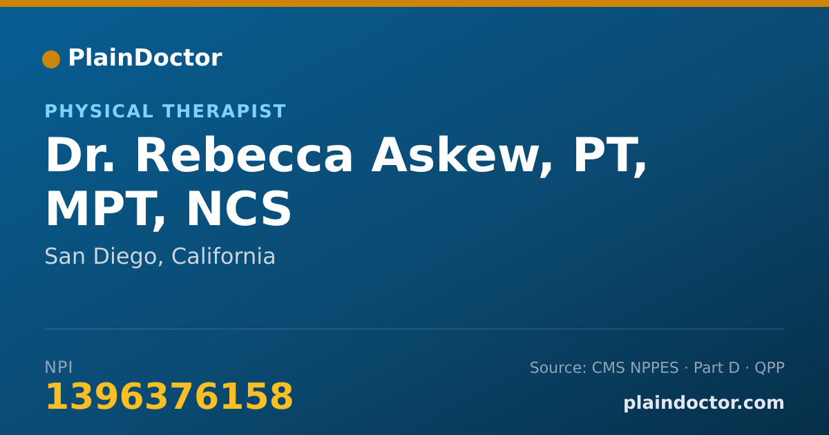 Shareable card for Rebecca Askew, PT, MPT, NCS - Physical Therapist, San Diego, CA