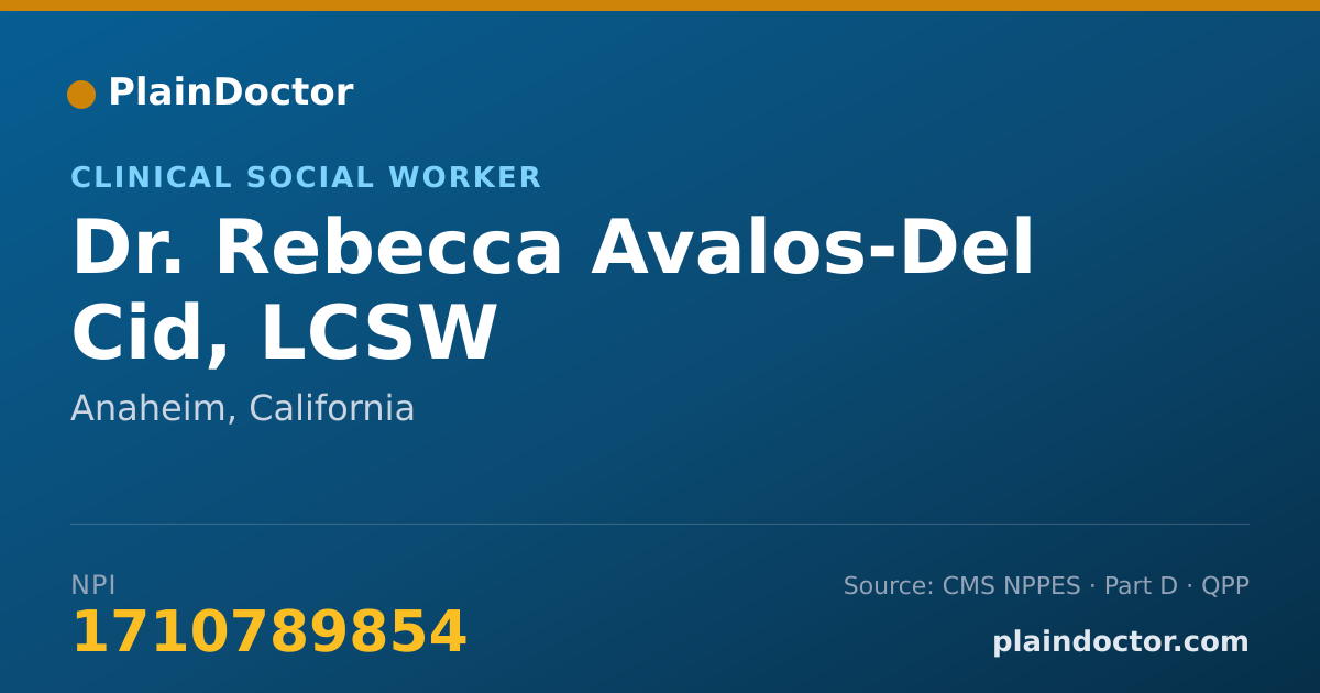 Shareable card for Rebecca Avalos-Del Cid, LCSW - Clinical Social Worker, Anaheim, CA
