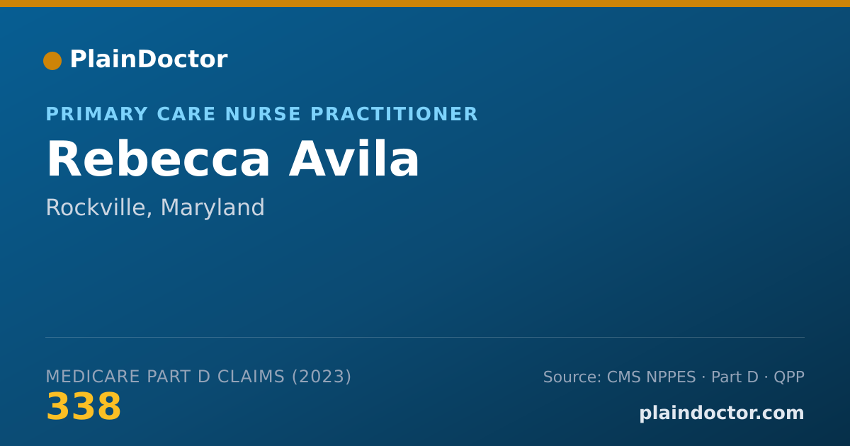 Shareable card for Rebecca Avila - Primary Care Nurse Practitioner, Rockville, MD