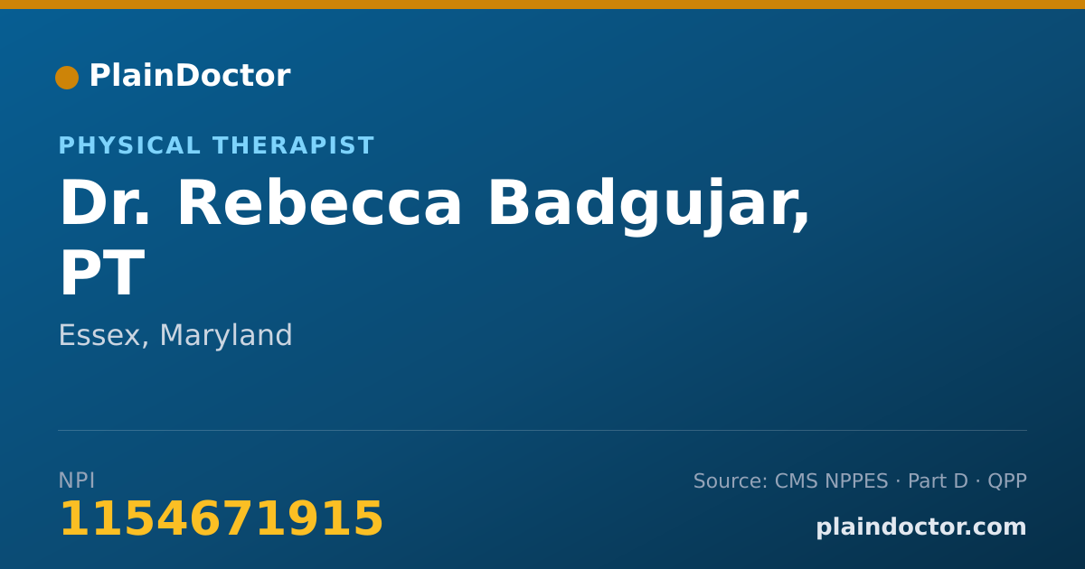 Shareable card for Rebecca Badgujar, PT - Physical Therapist, Essex, MD