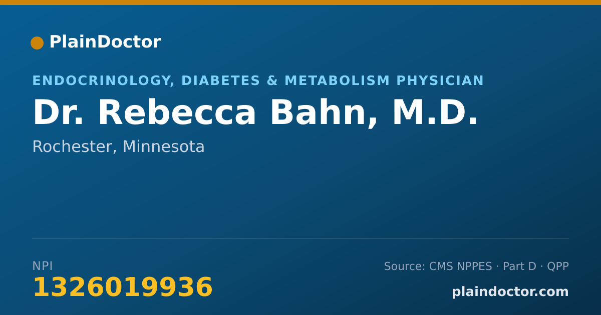 Shareable card for Rebecca Bahn, M.D. - Endocrinology, Diabetes & Metabolism Physician, Rochester, MN