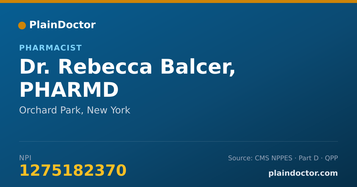 Shareable card for Rebecca Balcer, PHARMD - Pharmacist, Orchard Park, NY