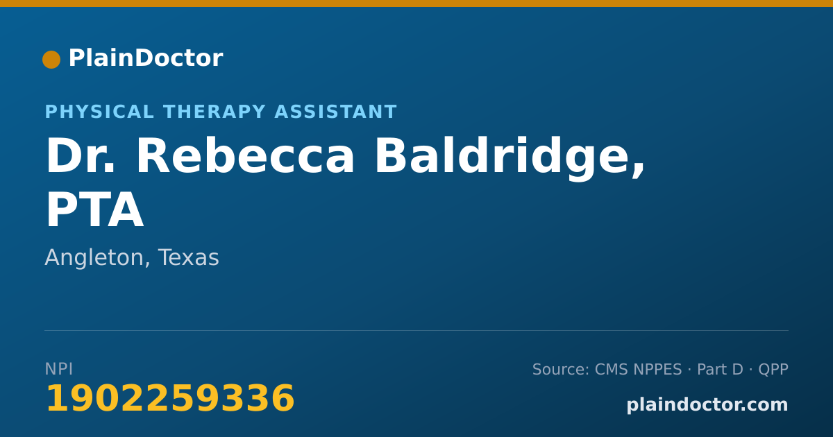 Shareable card for Rebecca Baldridge, PTA - Physical Therapy Assistant, Angleton, TX