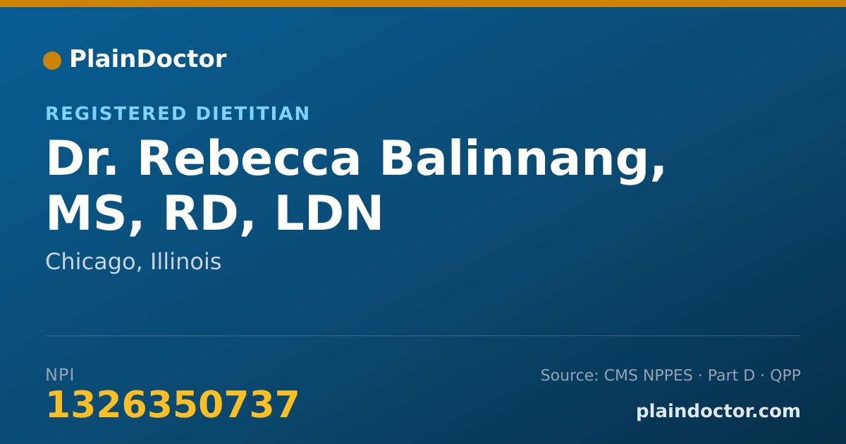 Shareable card for Rebecca Balinnang, MS, RD, LDN - Registered Dietitian, Chicago, IL