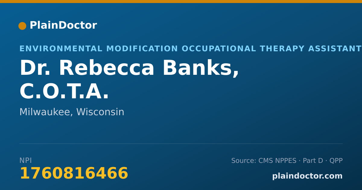 Shareable card for Rebecca Banks, C.O.T.A. - Environmental Modification Occupational Therapy Assistant, Milwaukee, WI