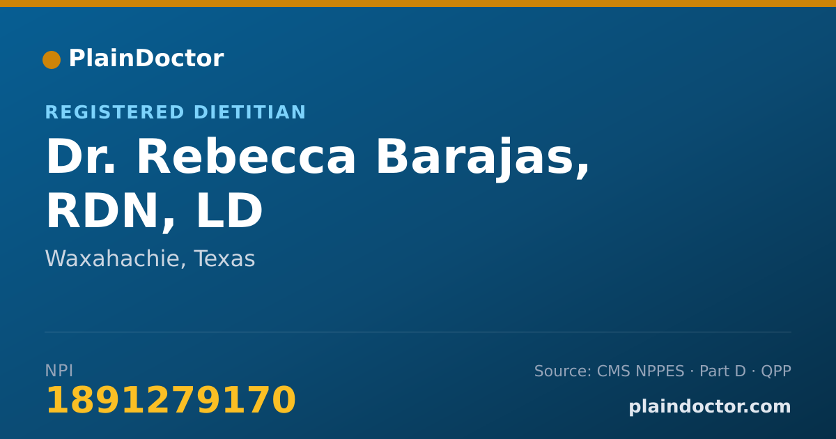 Shareable card for Rebecca Barajas, RDN, LD - Registered Dietitian, Waxahachie, TX