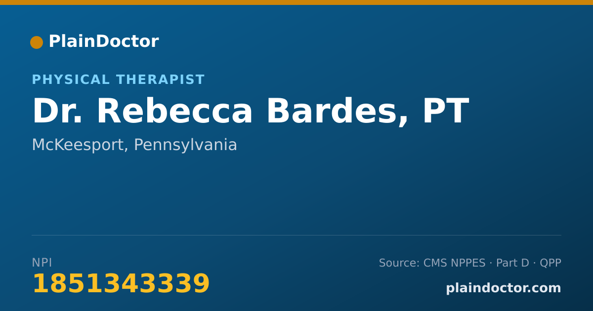 Shareable card for Rebecca Bardes, PT - Physical Therapist, McKeesport, PA
