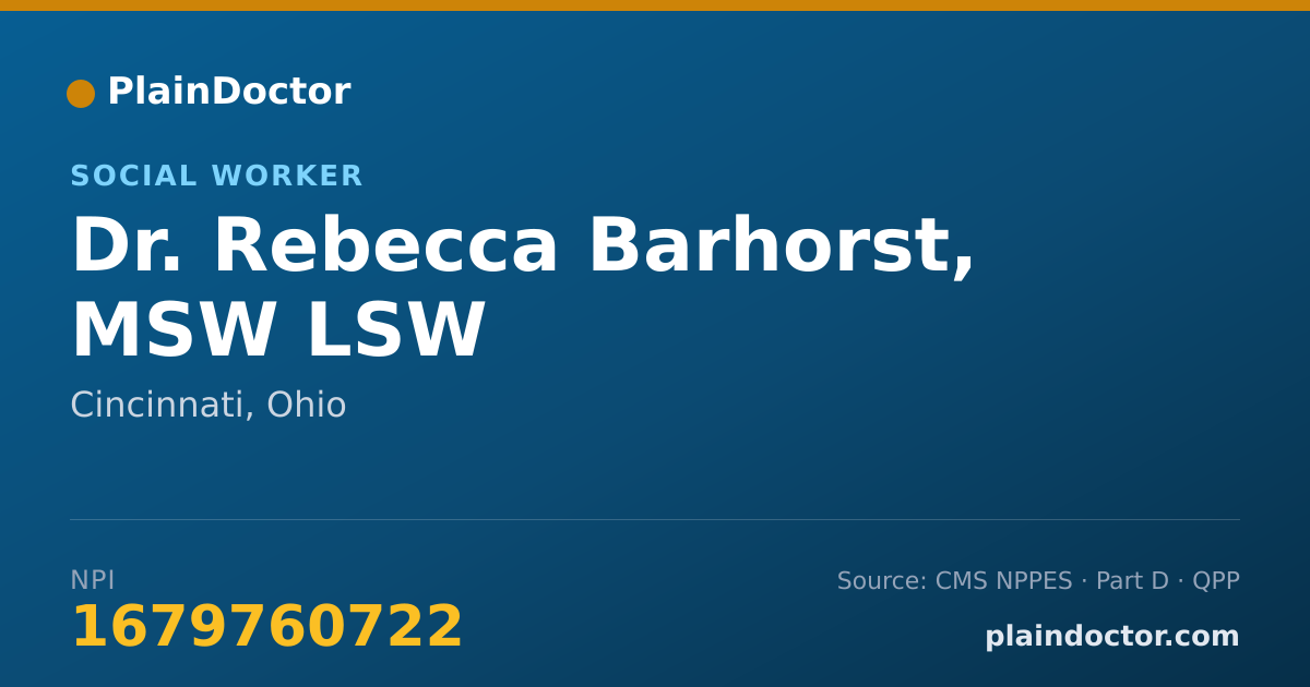 Shareable card for Rebecca Barhorst, MSW LSW - Social Worker, Cincinnati, OH