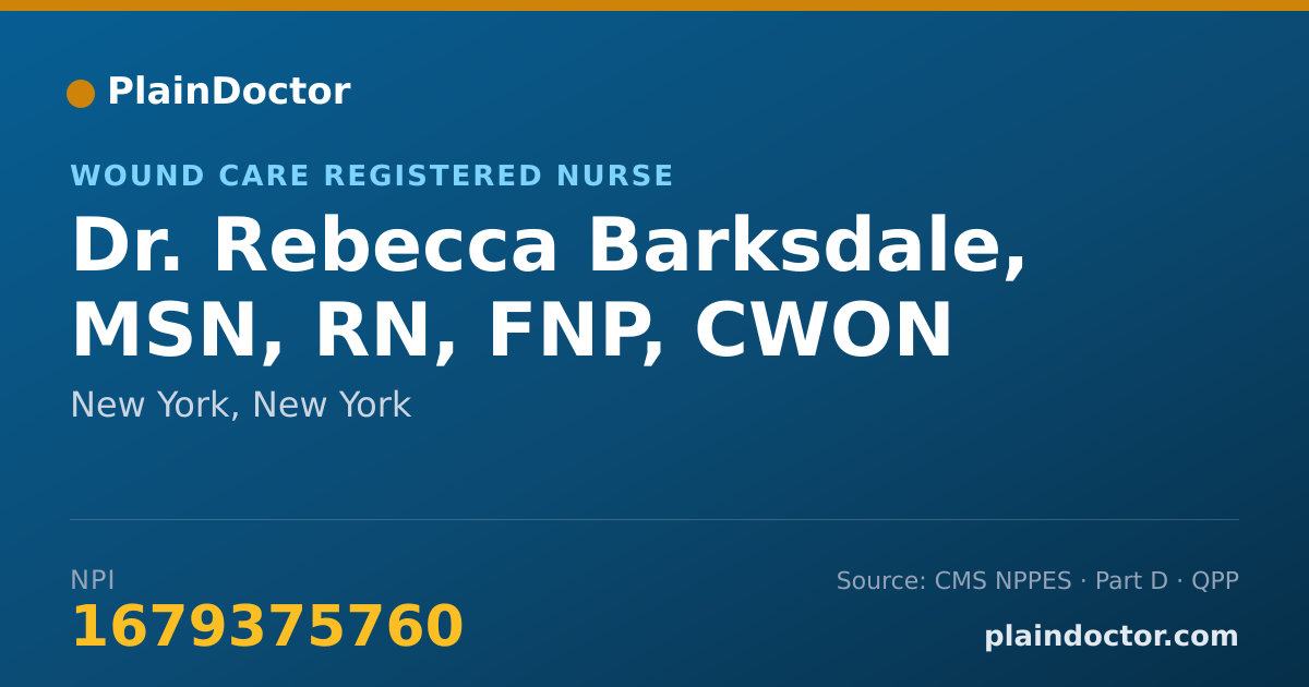 Shareable card for Rebecca Barksdale, MSN, RN, FNP, CWON - Wound Care Registered Nurse, New York, NY