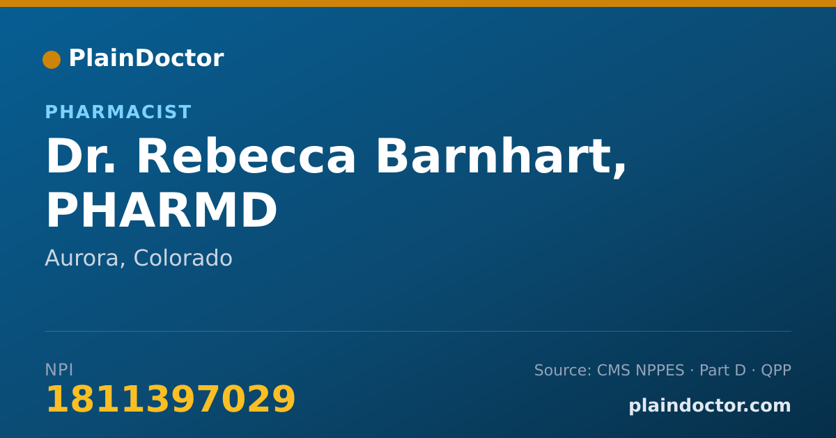 Shareable card for Rebecca Barnhart, PHARMD - Pharmacist, Aurora, CO