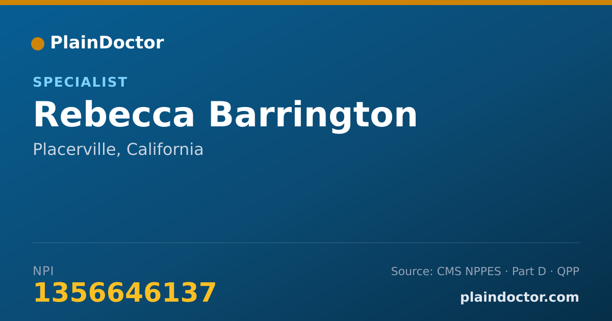 Shareable card for Rebecca Barrington - Specialist, Placerville, CA