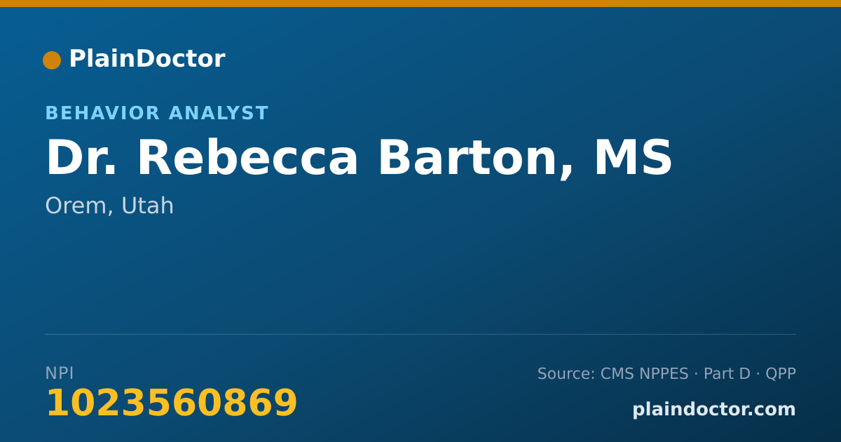 Shareable card for Rebecca Barton, MS - Behavior Analyst, Orem, UT