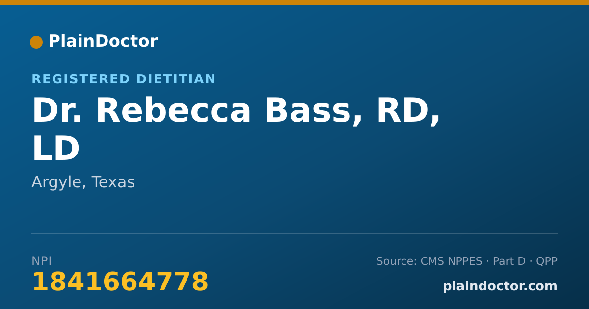Shareable card for Rebecca Bass, RD, LD - Registered Dietitian, Argyle, TX