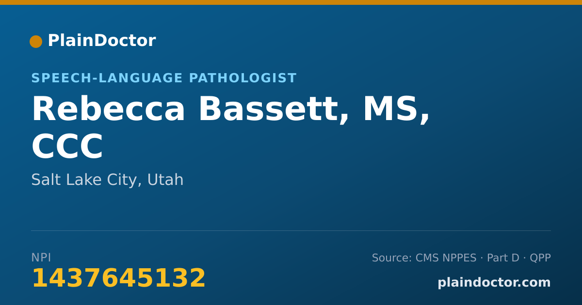 Shareable card for Rebecca Bassett, MS, CCC - Speech-Language Pathologist, Salt Lake City, UT