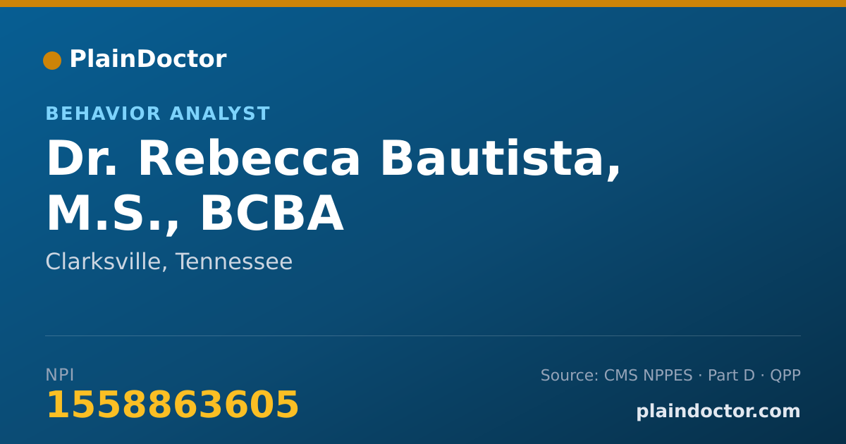 Shareable card for Rebecca Bautista, M.S., BCBA - Behavior Analyst, Clarksville, TN