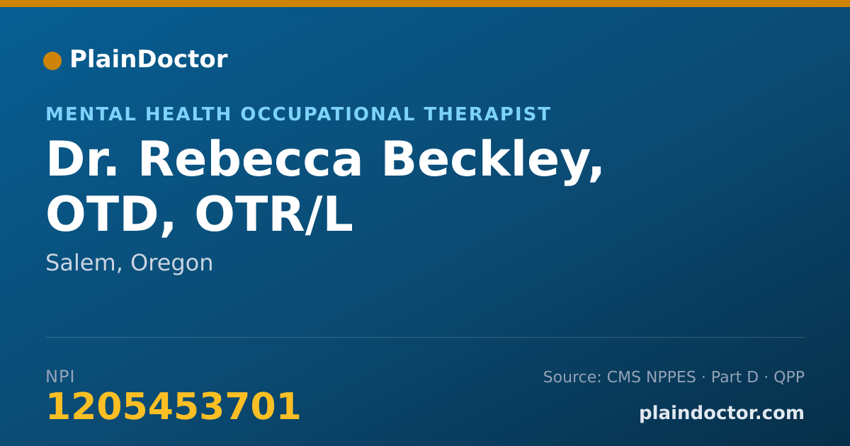 Shareable card for Rebecca Beckley, OTD, OTR/L - Mental Health Occupational Therapist, Salem, OR