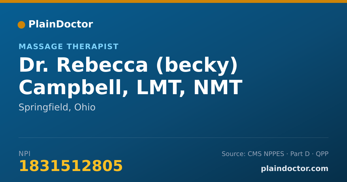 Shareable card for Rebecca (becky) Campbell, LMT, NMT - Massage Therapist, Springfield, OH