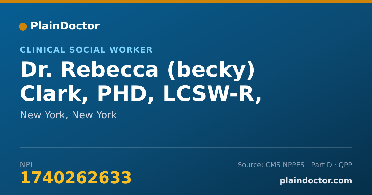 Shareable card for Rebecca (becky) Clark, PHD, LCSW-R, CC-AASP - Clinical Social Worker, New York, NY