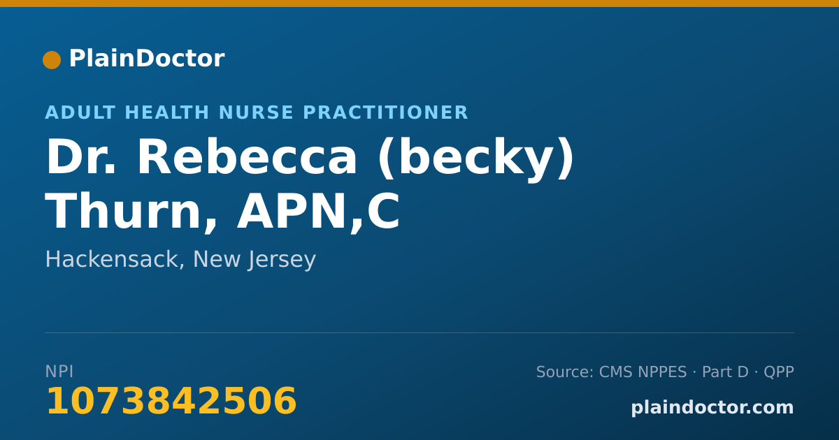 Shareable card for Rebecca (becky) Thurn, APN,C - Adult Health Nurse Practitioner, Hackensack, NJ