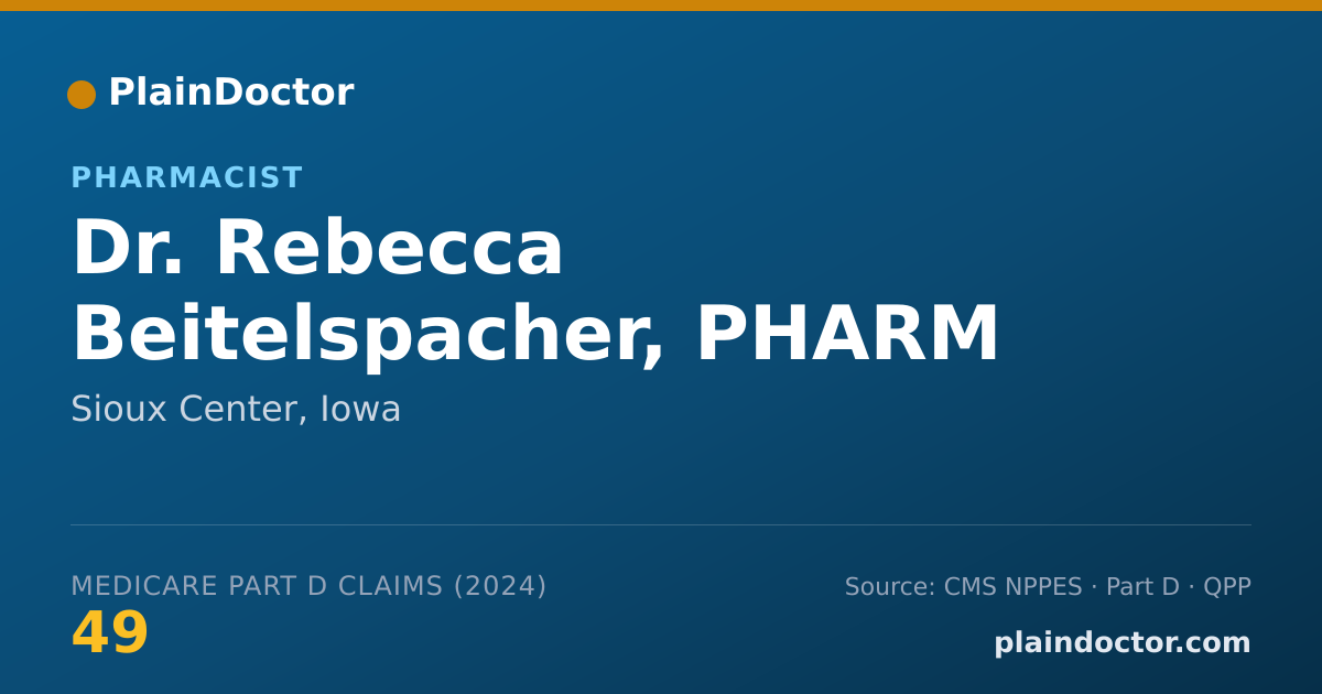 Shareable card for Rebecca Beitelspacher, PHARM D. - Pharmacist, Sioux Center, IA