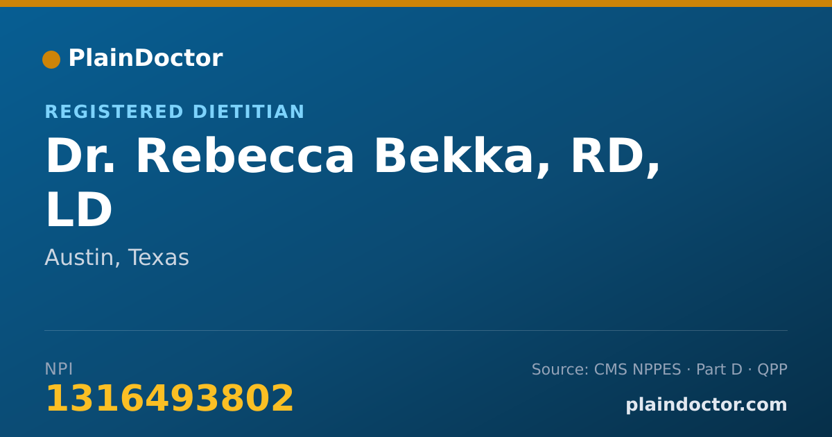Shareable card for Rebecca Bekka, RD, LD - Registered Dietitian, Austin, TX