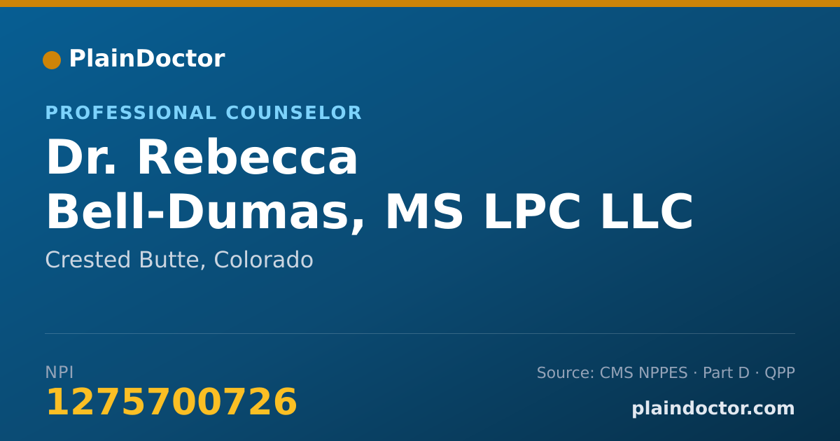 Shareable card for Rebecca Bell-Dumas, MS LPC LLC - Professional Counselor, Crested Butte, CO