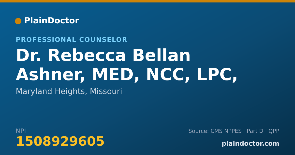 Shareable card for Rebecca Bellan Ashner, MED, NCC, LPC, CEAP - Professional Counselor, Maryland Heights, MO