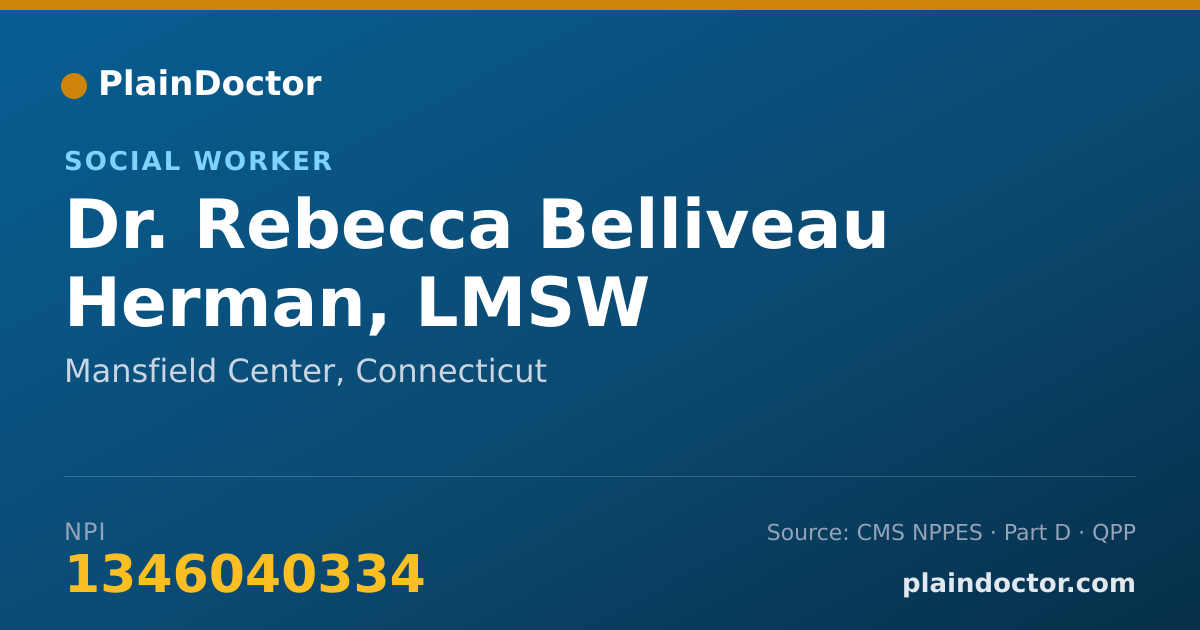 Shareable card for Rebecca Belliveau Herman, LMSW - Social Worker, Mansfield Center, CT