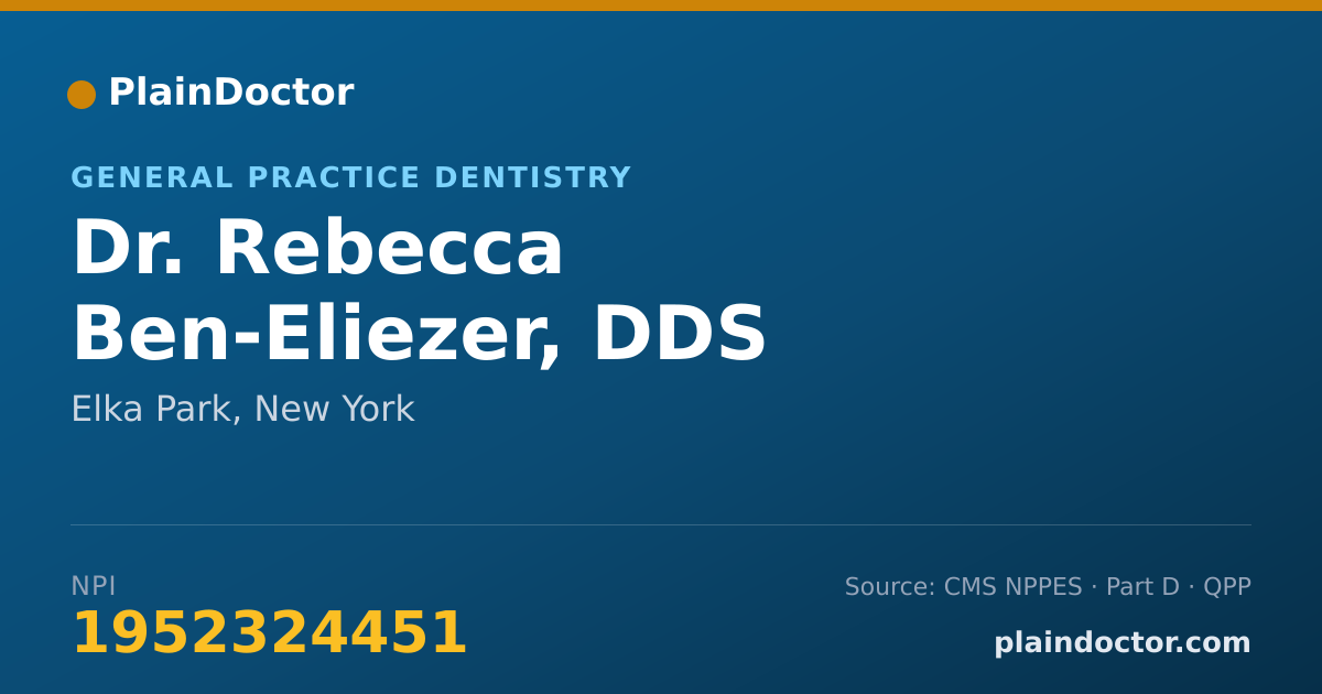 Shareable card for Rebecca Ben-Eliezer, DDS - General Practice Dentistry, Elka Park, NY