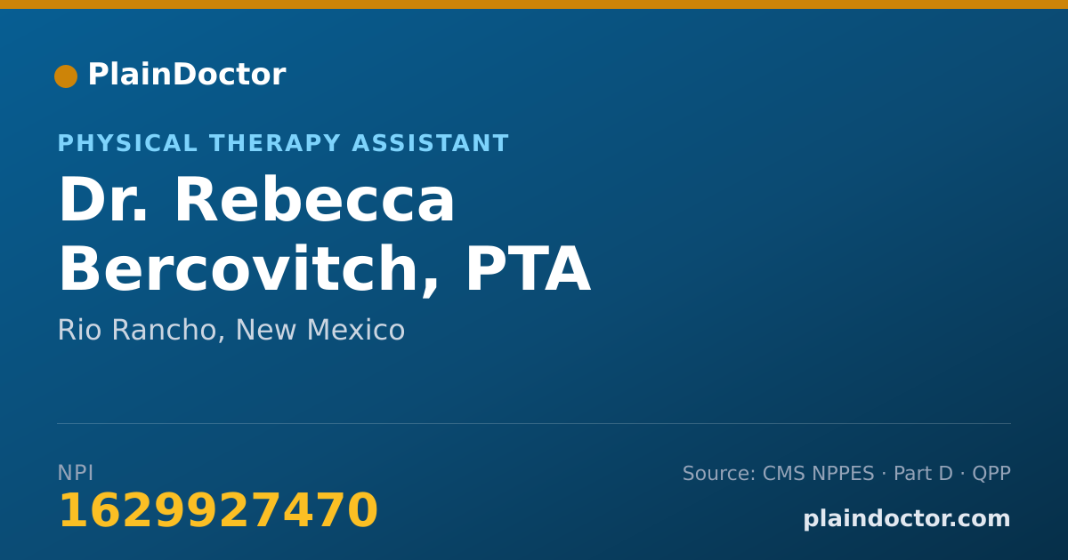 Shareable card for Rebecca Bercovitch, PTA - Physical Therapy Assistant, Rio Rancho, NM