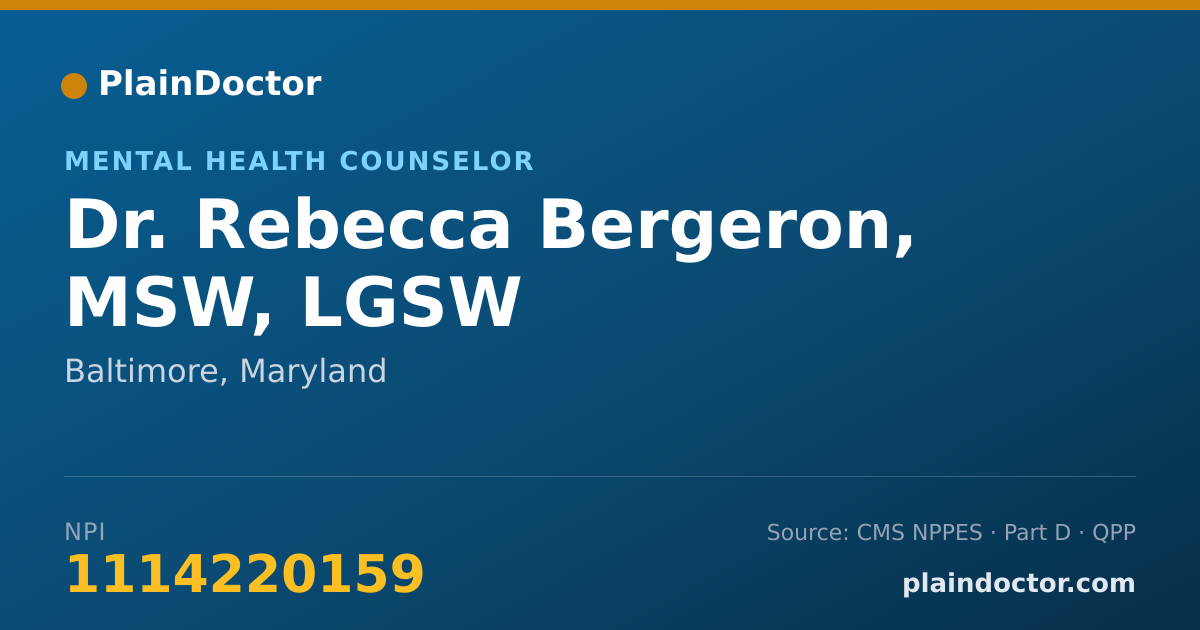 Shareable card for Rebecca Bergeron, MSW, LGSW - Mental Health Counselor, Baltimore, MD