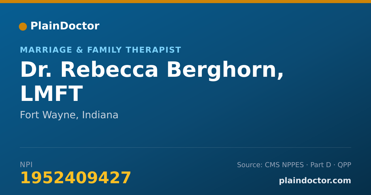 Shareable card for Rebecca Berghorn, LMFT - Marriage & Family Therapist, Fort Wayne, IN