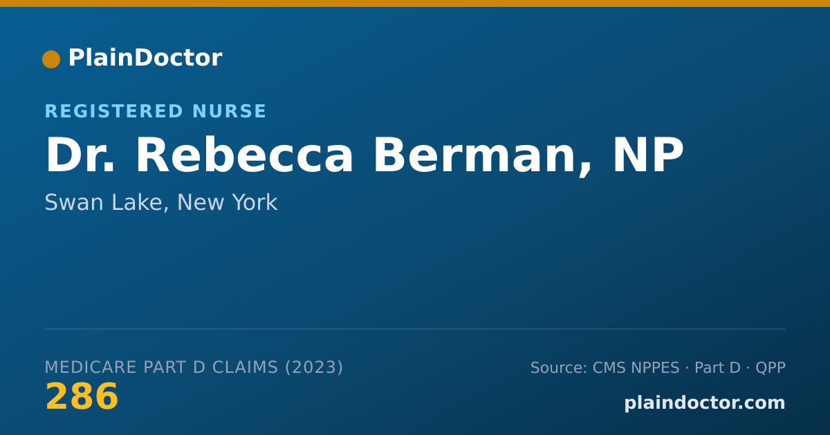 Shareable card for Rebecca Berman, NP - Registered Nurse, Swan Lake, NY