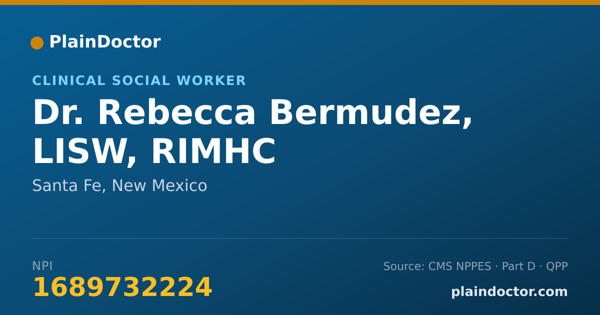 Shareable card for Rebecca Bermudez, LISW, RIMHC - Clinical Social Worker, Santa Fe, NM