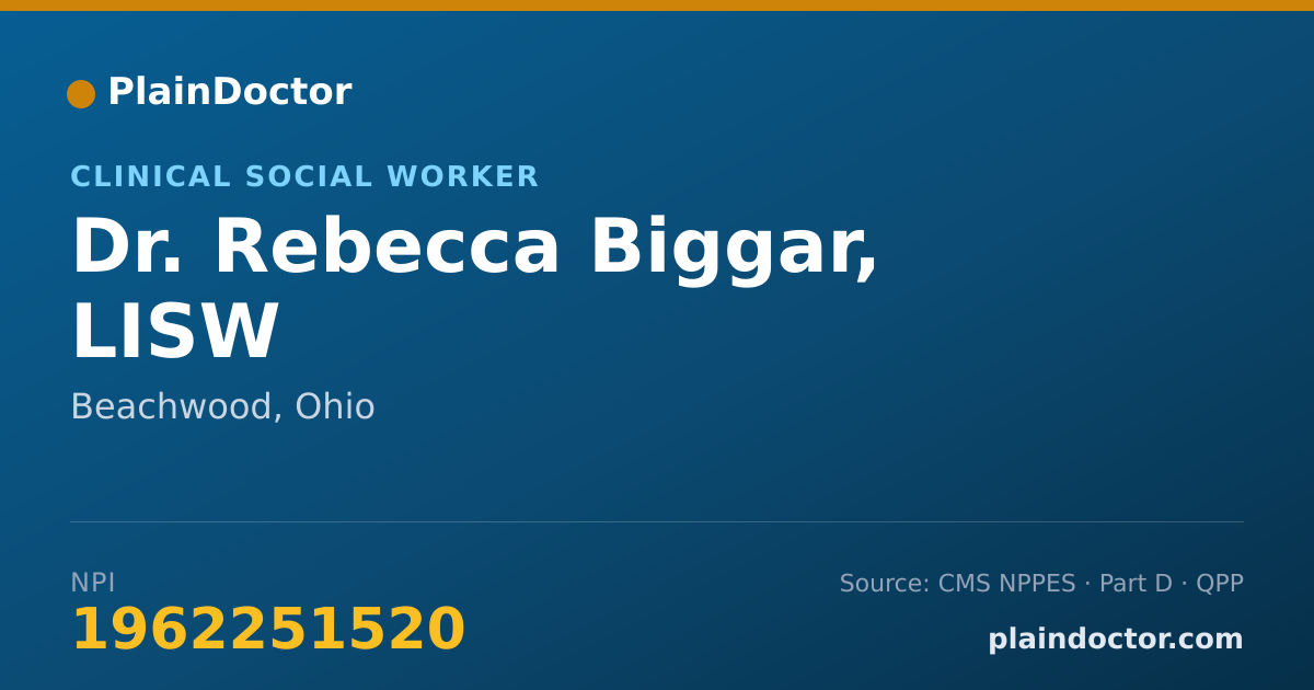 Shareable card for Rebecca Biggar, LISW - Clinical Social Worker, Beachwood, OH