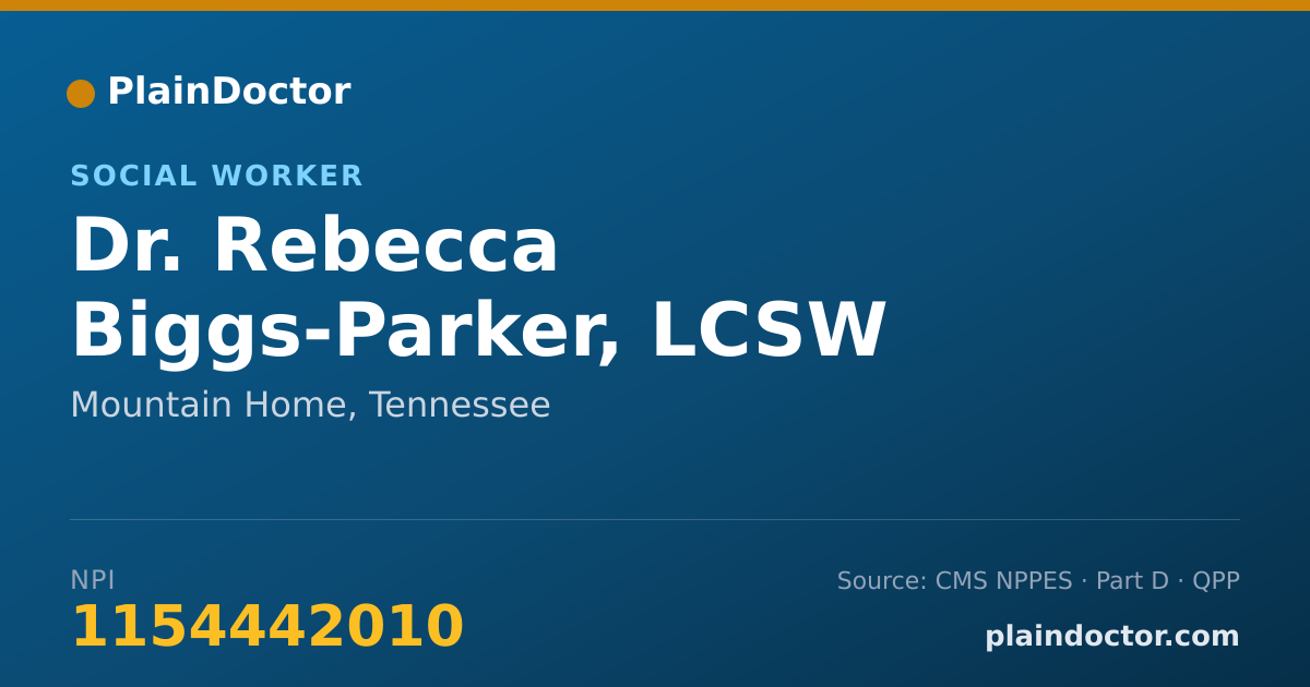 Shareable card for Rebecca Biggs-Parker, LCSW - Social Worker, Mountain Home, TN