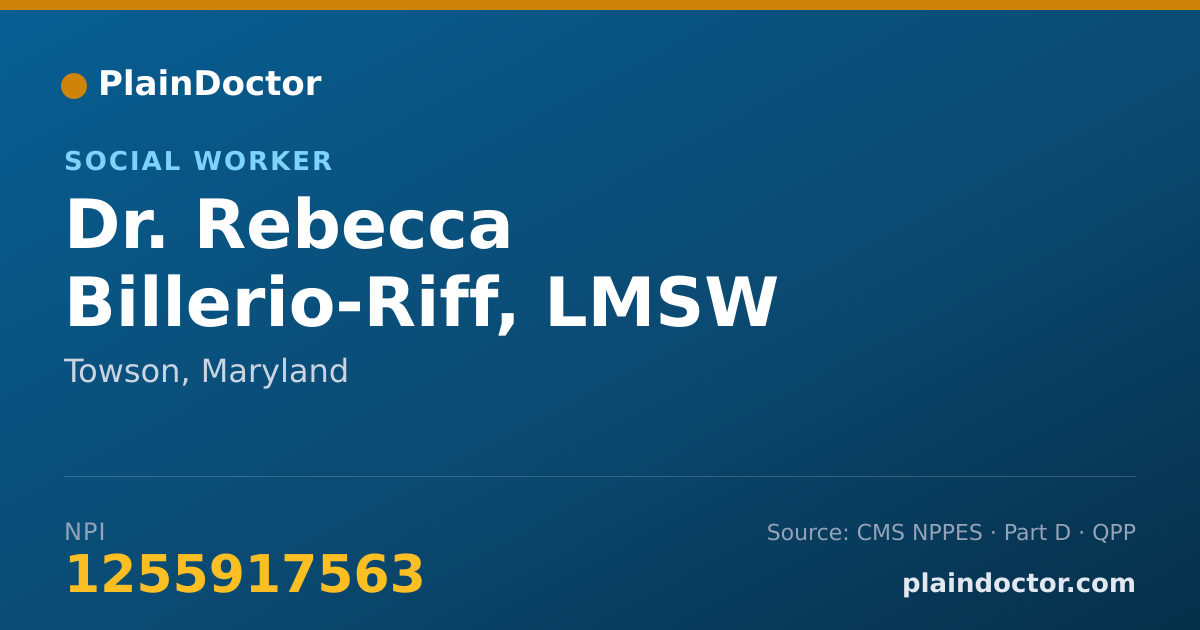 Shareable card for Rebecca Billerio-Riff, LMSW - Social Worker, Towson, MD