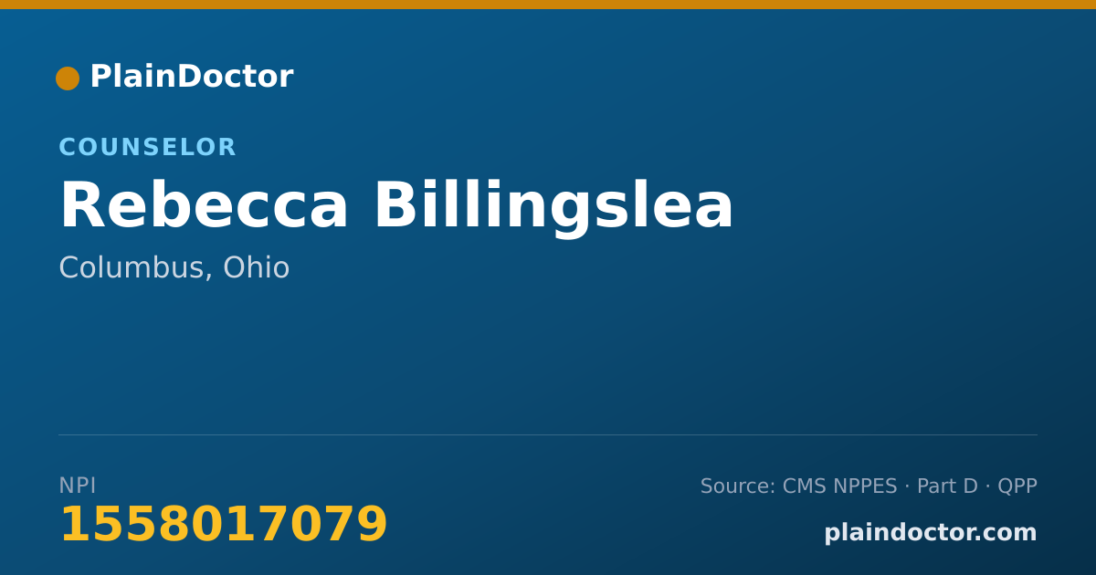 Shareable card for Rebecca Billingslea - Counselor, Columbus, OH