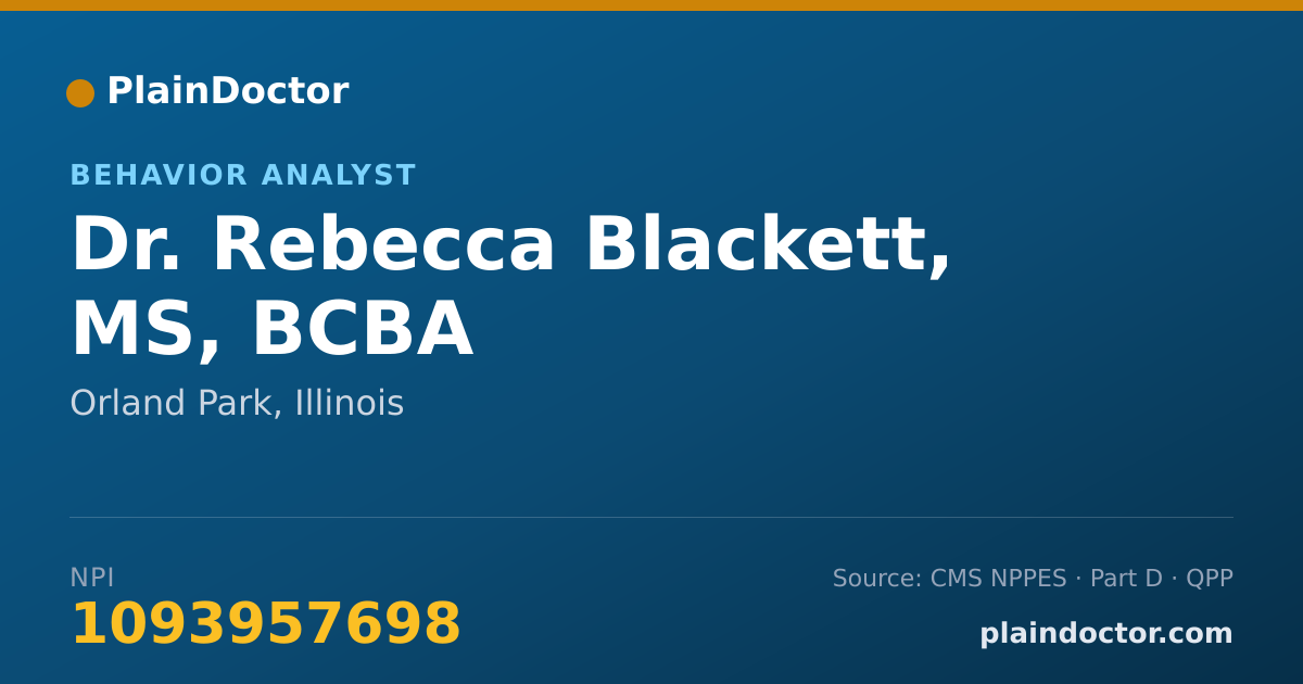 Shareable card for Rebecca Blackett, MS, BCBA - Behavior Analyst, Orland Park, IL