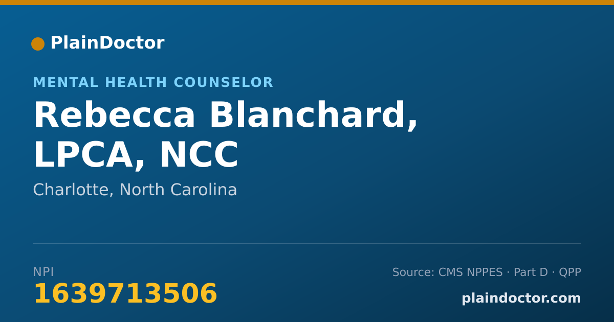 Shareable card for Rebecca Blanchard, LPCA, NCC - Mental Health Counselor, Charlotte, NC