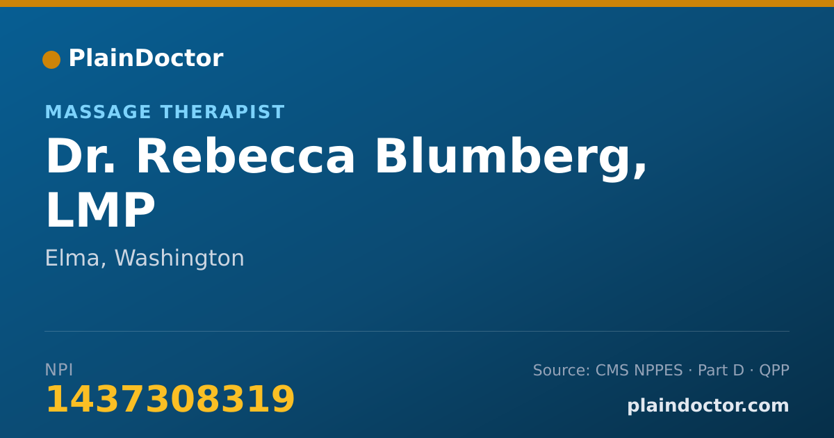 Shareable card for Rebecca Blumberg, LMP - Massage Therapist, Elma, WA