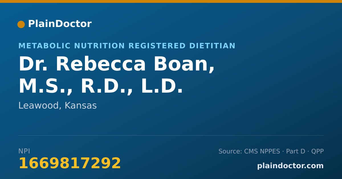 Shareable card for Rebecca Boan, M.S., R.D., L.D. - Metabolic Nutrition Registered Dietitian, Leawood, KS