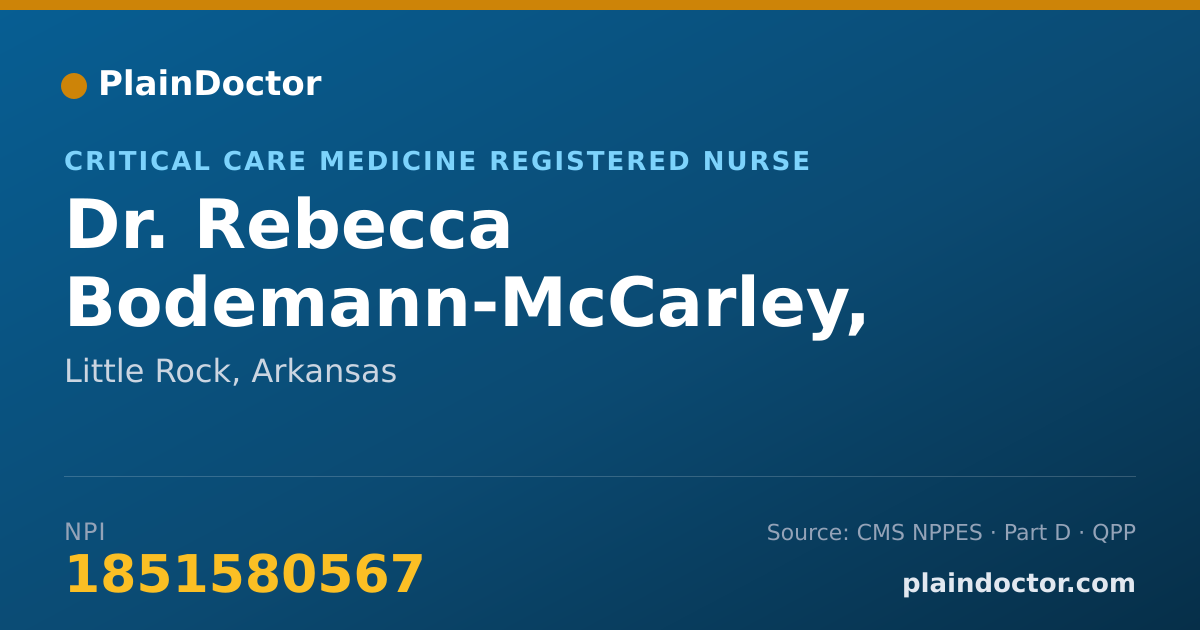 Shareable card for Rebecca Bodemann-McCarley, MNSC, PNP-PC - Critical Care Medicine Registered Nurse, Little Rock, AR