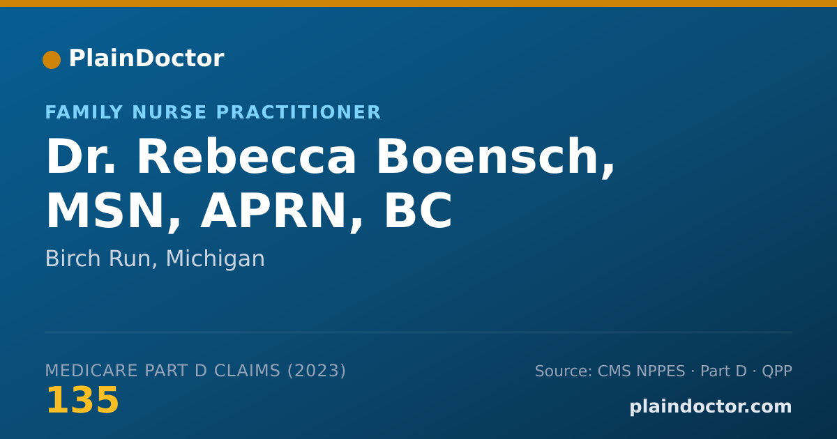 Shareable card for Rebecca Boensch, MSN, APRN, BC - Family Nurse Practitioner, Birch Run, MI