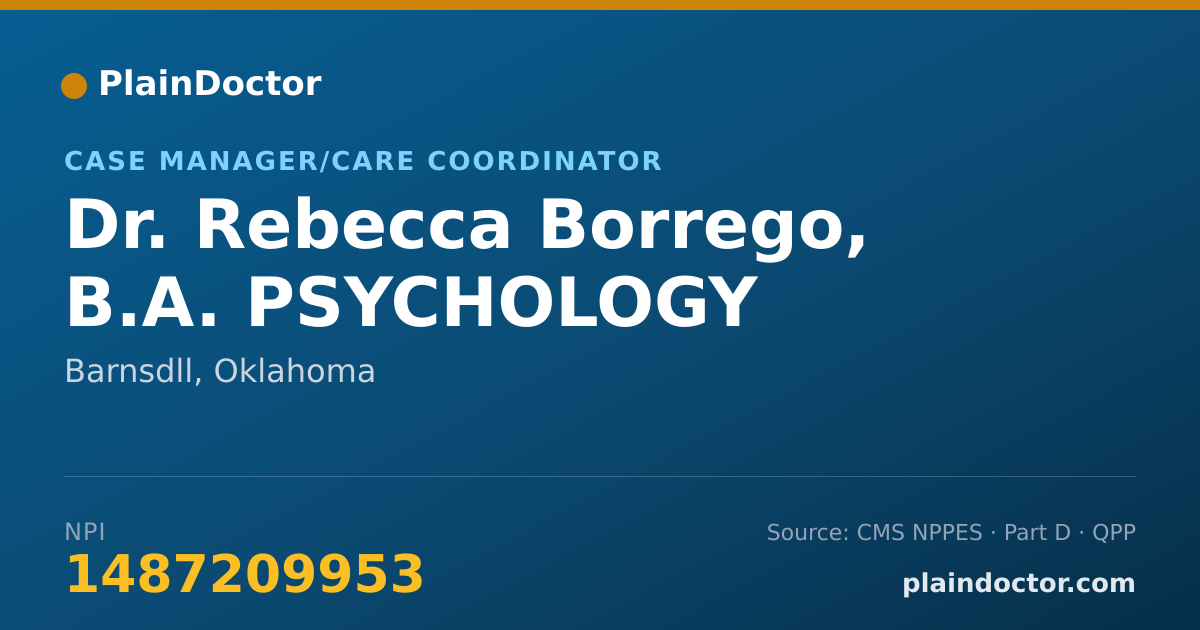 Shareable card for Rebecca Borrego, B.A. PSYCHOLOGY - Case Manager/Care Coordinator, Barnsdll, OK