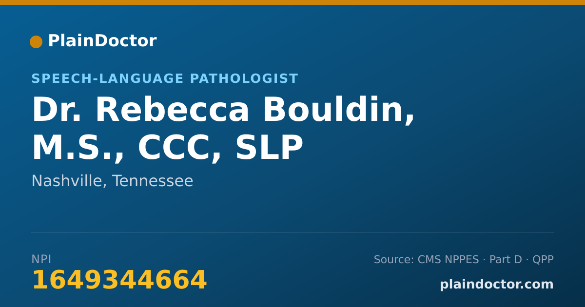 Shareable card for Rebecca Bouldin, M.S., CCC, SLP - Speech-Language Pathologist, Nashville, TN