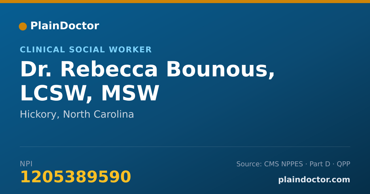 Shareable card for Rebecca Bounous, LCSW, MSW - Clinical Social Worker, Hickory, NC