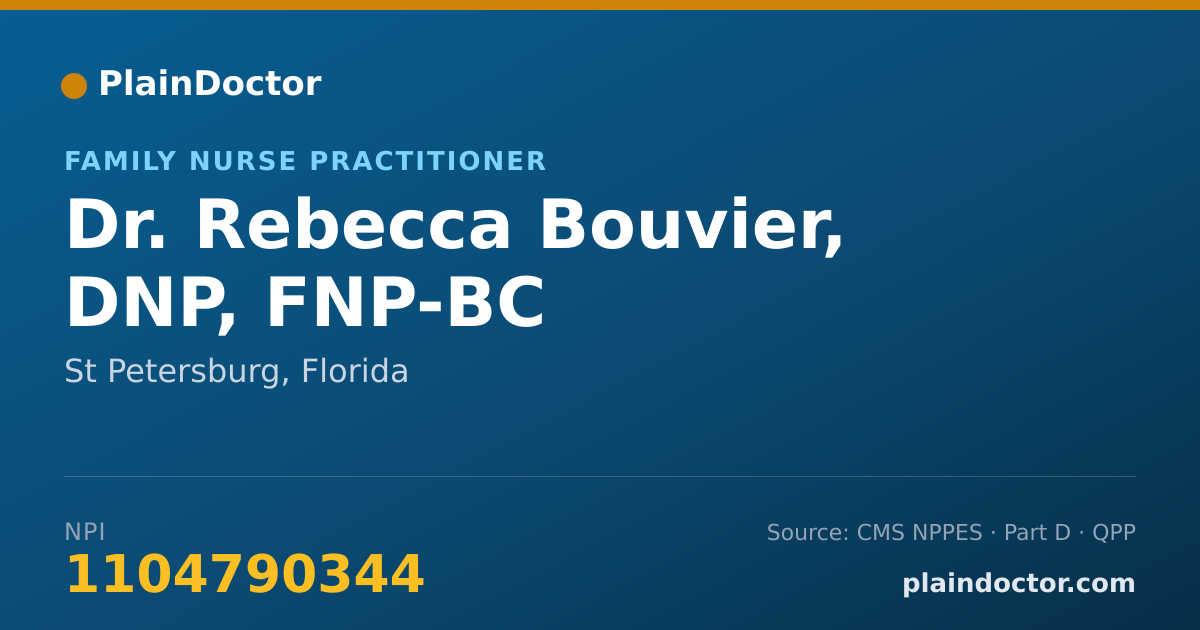 Shareable card for Rebecca Bouvier, DNP, FNP-BC - Family Nurse Practitioner, St Petersburg, FL